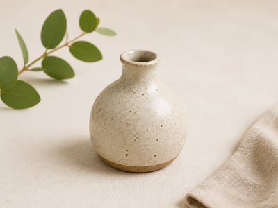 Small handmade speckled ceramic bud vase